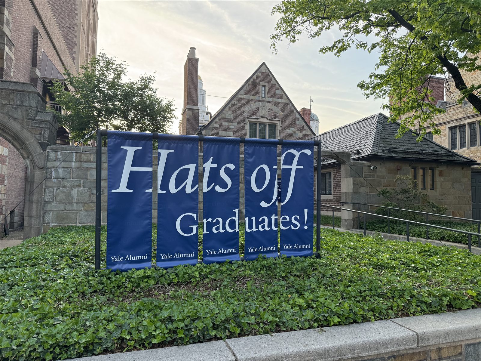 Commencement banners at Yale